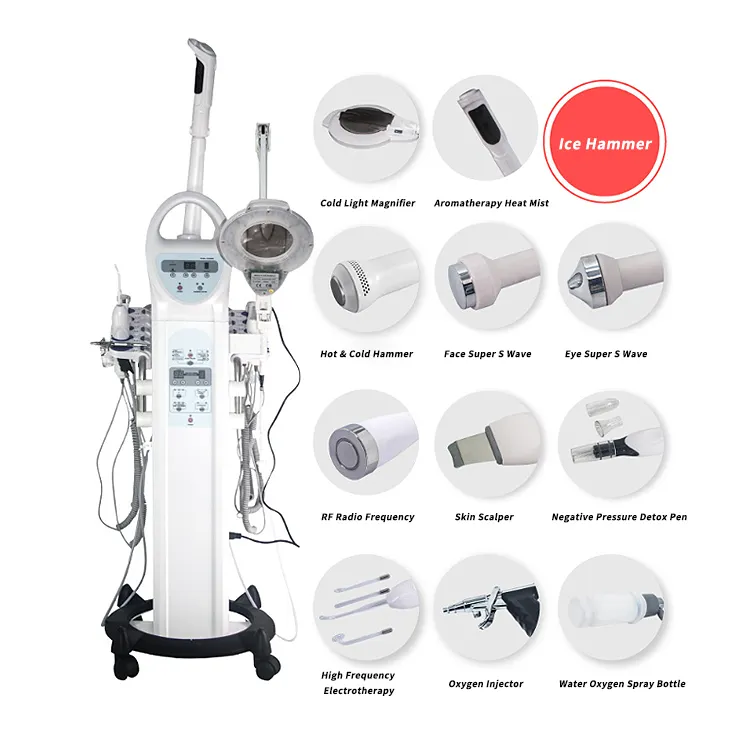 Hydra Skin Treatment Products Oxygen 10 in 1 Cold Light Detoxification Suction Pen Skin Rejuvenation Device