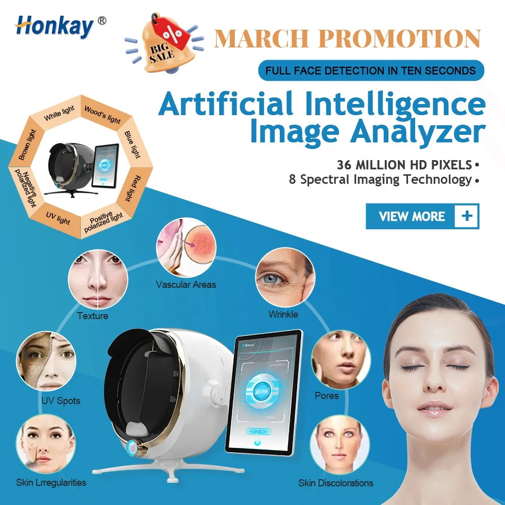 Portable 3D AI Face Skin Diagnostics Analyzer Facial Tester Scanner Magic Face Mirror Device Skin Analysis Machine Skin Analyzer