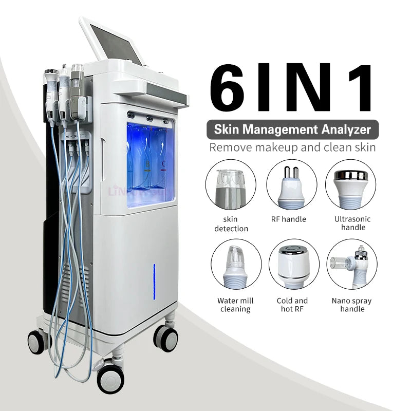 New 6 in 1 Microdermabrasion Skin Cleaning Blackhead Removal Rf Skin Tightening Oxygen Jet Peel Skin Care Equipment
